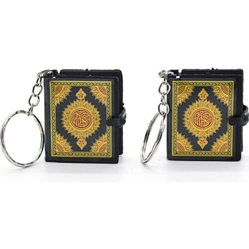 1 PC Mini Ark Quran Book Real Paper Can Read Arabic The Koran Keychain Muslim Jewelry Decoration Gift Key Pendant