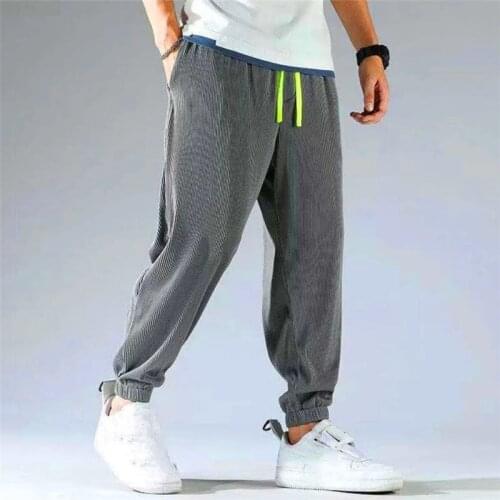 Fashion Summer Mens Streetwear Loose Harem Pants Trendy Elastic Waist Men Jogger Trouser Plus Size Outdoor Sportswear Pantalons