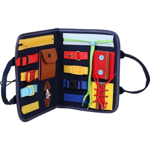 Kids Busy Board Buckle Training Essential Skills Sensory Educational Toys For Toddler Montessori IQ Intelligence Development Toy