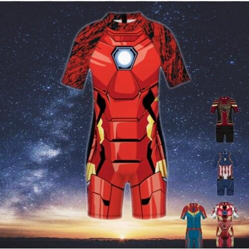 תחפושות לילד Child Swimsuit 3D Printed Childrens Wear Sleeve Shorts One Piece Swimsuit Quick Drying Swimming Wear Overall 5-12Y