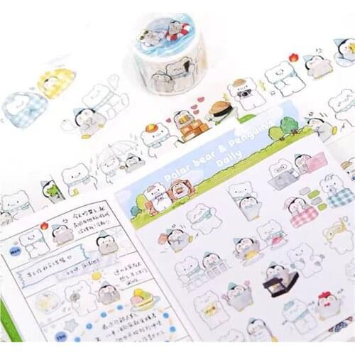 Polar Bear and Penguins Daily Washi Tape Bullet Journal Masking Tape Adhesive Tape DIY Scrapbooking Washi Stickers