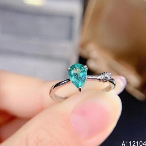KJJEAXCMY fine jewelry 925 sterling silver inlaid natural emerald women noble simple water drop adjustable gem ring support dete