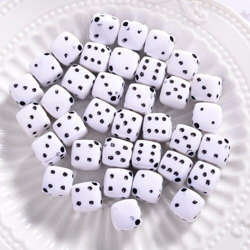 30/60Pcs Acrylic Beads White Square Dice Loose Spacer Beads for Handmade Jewelry Making Diy Bracelet Necklace Crafts Accessories