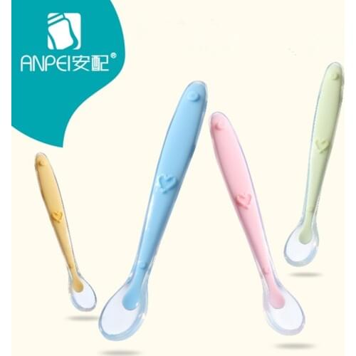 Safety High Quality Baby Soft Silicone Feeding Spoon Tableware 4 Colors Infant Spoons Feeder Flatware For Kids Gift Feeding Tool