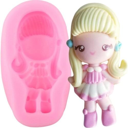 Cute Girl Silicone Molds Fondant Cake Decorating Tools Cupcake Topper Mold Candy Polymer Clay Mould Chocolate Gumpaste Moulds