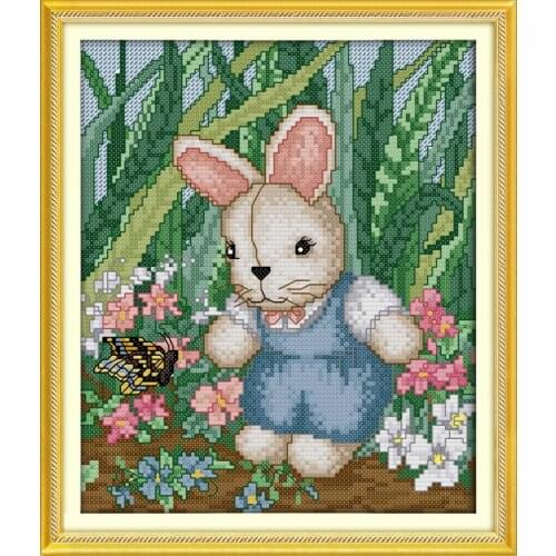 Lovely rabbit Home Decor Cross Stitch Kits Decorative paintings Chinese Embroidery Needlework DMC Counted Cross-stitch set Gifts
