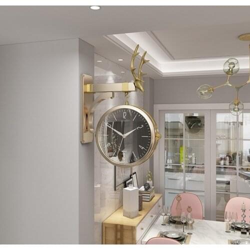 Nordic Luxury Wall Clock Creative Art Personality Numbers Double Modern Silent Living Room Wall Clock Zegar Home Decor DL60WC