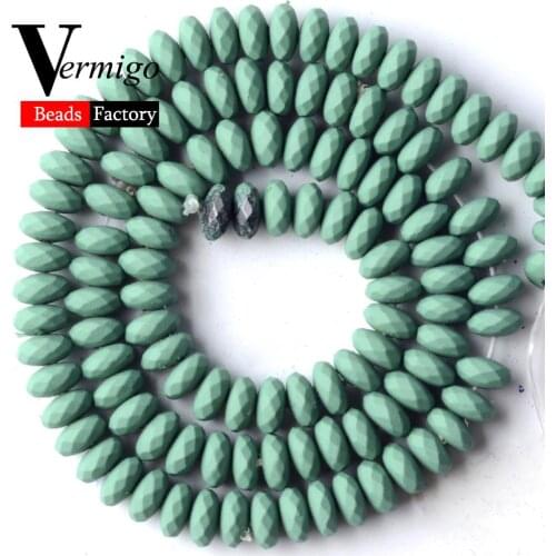 Natural Light Green Rubber Hematite Stone Rondelle Spacer Beads For Jewelry Making 6mm Loose Beads Diy Bracelet Accessories 15
