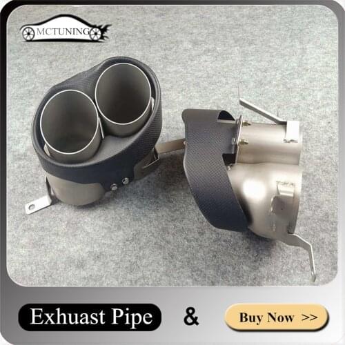 1 Pair Car-styling carbon fiber Exhaust Muffler Diffuser End Pipes For A-U-D-I RS6 RS7 Exhaust tip replacement original tip