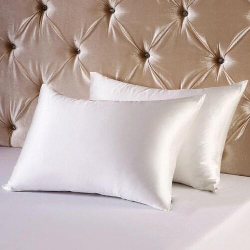 Solid Color Pillow Case Smooth Soft 100% Natural Satin Healthy Standard Pillow Cover Bed Decor Pink Black White Pillowcase