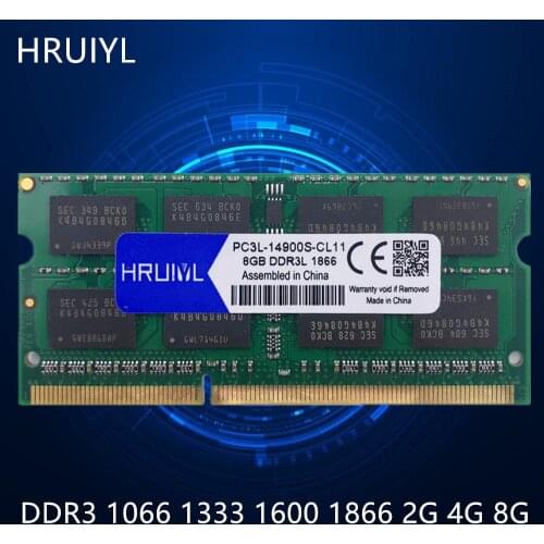 HRUIYL Memory DDR3 2GB 4GB 8GB 1.5V 1066 1333 1600 1866MHZ SO-DIMM Laptop Memoria Stick DDR3L 1.35V Laptop Original Chips
