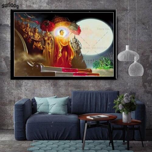 Posters and Prints Sakyamuni and Arhat Thangka Tibet Buddhism Buddha Wall Art Picture Poster Canvas Painting for Home Decoration