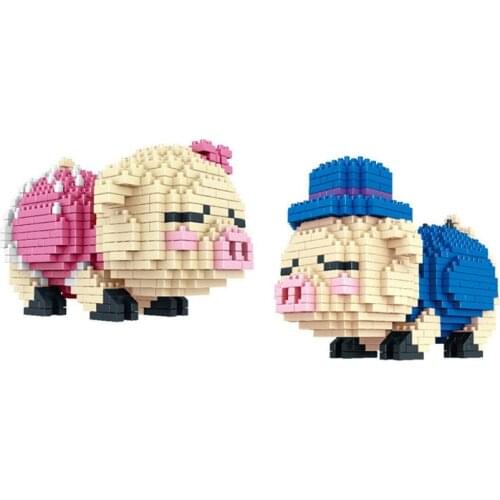 Kissing Pig Diamond Mini Building Blocks DIY Figures Panda Brick Creative Toys for Children Mini Blocks