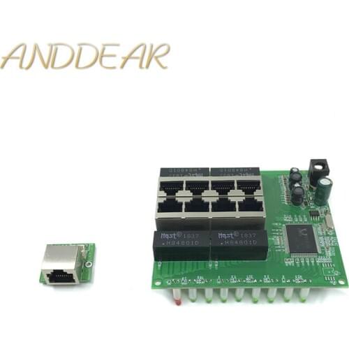 OEM PBC 8 Port Gigabit Ethernet Switch 8 Port met 8 pin way header 10/100/1000 m hub 8way power pin Pcb board OEM schroef gat