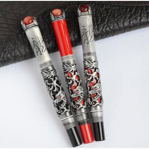 ROLLER BALL PEN 2017 NEW 6 COLORS JINHAO DRAGON KING PLAY PEARL OVERLORD BLACK RED ANTIQUE SILVER BRUSH FINISH RED PEARL OFFICE
