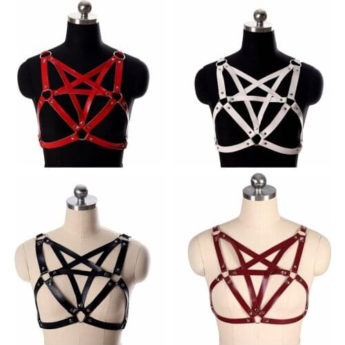Punk Stylish Accessories Straps Chest Harness Fashion Dance Rave Wear Gothic Handmade PU Leather Harness Belts Body Bondage
