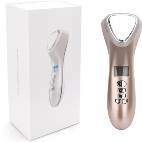 LED Face Beauty Massager Hot Cold Hammer Ultrasonic Cryotherapy Facial Vibration Massager Face Body Spa Ion Beauty Instrument