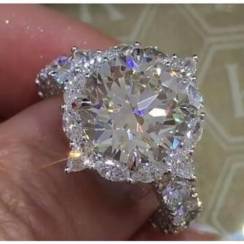 New Fashion Big Zircon Stone S925 Sterling Silver Color Wedding Engagement Rings for Women Fashion Jewelry 2019