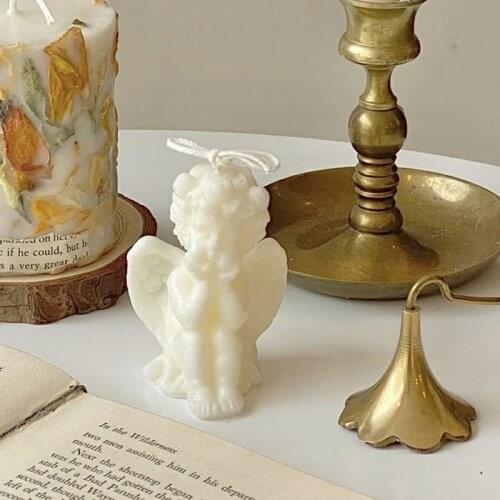 1pcs Photo Props Handmade Cute Cheek Angel Smokeless Candle Wick Scented Candle Little Angel Baby Shape Wedding Decoration Party