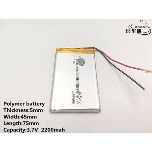 10pcs/lot Good Qulity 3.7V,2200mAH,504575 Polymer lithium ion / Li-ion battery for TOY,POWER BANK,GPS,mp3,mp4