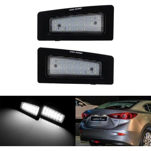 ANGRONG 2X White 18 LED License Number Plate Light Lamp For Mazda Mazda3 Axela BM/BN CX-3 Canbus
