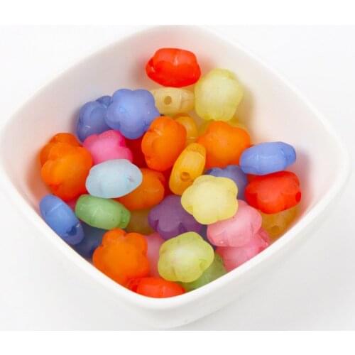 20pcs Mixed Flower Frosted Acrylic Spacer Beads For jewelry making Diy 14mm KL255