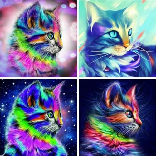 EverShine Diamond Mosaic Full Square Drill Animal Bead Embroidery Diamond Painting Cat Cross Stitch Rhinestones Art Home Decor