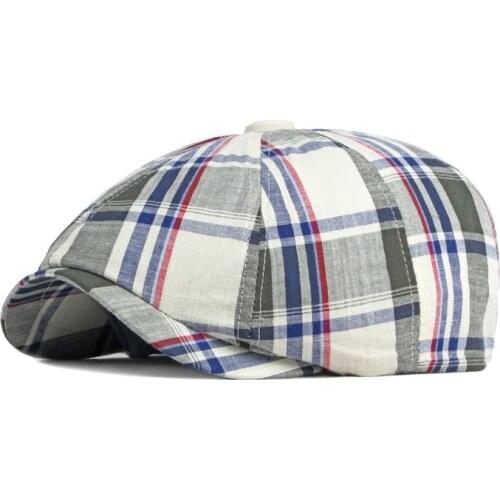 Spring Summer Thin Berets Hat For Men Women Duckbill Octagonal Hat Peaked Cap Female Classic Plaid Newsboy Cap boina masculina