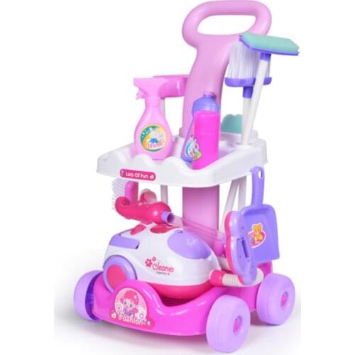 HOT 1 Pcs/Set Pretend Play Toy Simulation Vacuum Cleaner Cart Cleaning Dust Tools Baby Kids Play House Doll Accessories Toy