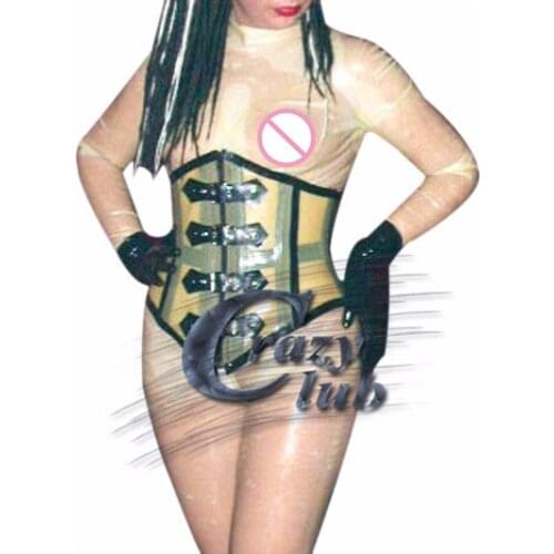 Crazy club_Women Latex Corsets Clothes Corest latex boulces the front and knitting back latex corset 100% pure natural Latex