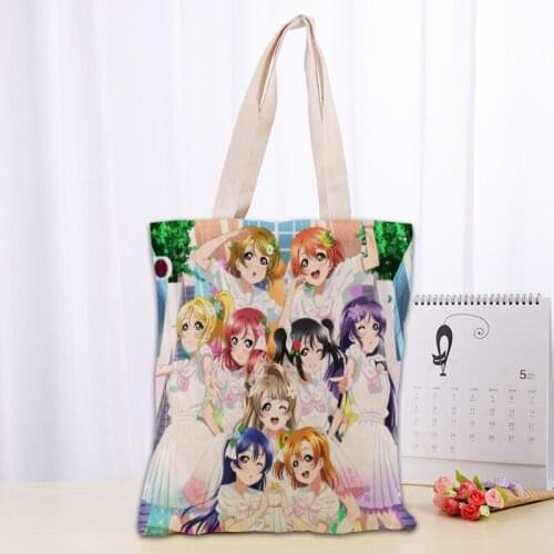 Anime Girl Love Live! Tote Bag Women Canvas Fabric Bags Eco Reusable Shopping Bags Traveling Beach Casual Useful Shoulder Bag