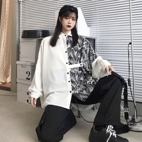 GKLJEGMML Black And White Blouses