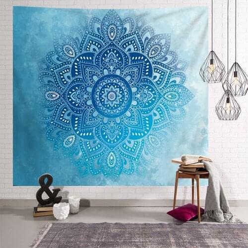 Mandala elephant tapestry wall hanging polyester India Mandala Luo Xia Lace wall blanket cloth home decoration small 95x73cm