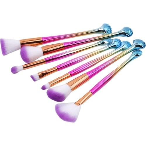 Unicorn Makeup Brushes Color White Purple Hair Shell Brush Makeup Utensil Soft Fiber Brush Comfortable Portable Easy To Clean