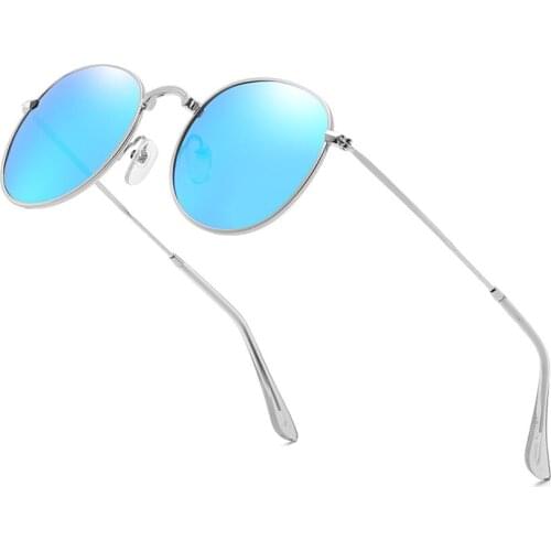 Classic Vintage Round Polarized Sunglasses Men Brand Designer Polaroid Sun Glasses Women Metal Frame Black Lens Eyewear Driving