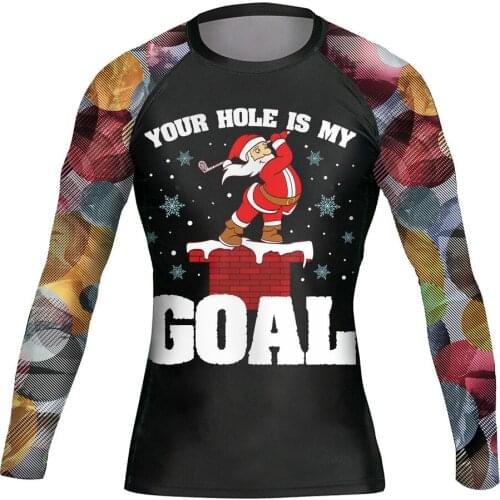 Xmas Holiday Party Rash Guards Compression Base Layers Fighting Gym Team Club Shirt