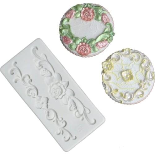 Lace Flower Pattern Relief Molds Fondant Cakes Decor Tools Silicone Molds Sugarcraft Chocolate Baking Tools Cakes Gumpaste Form