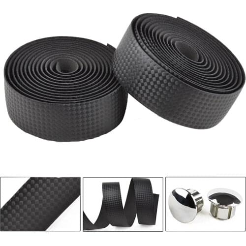 New High Quality Cycling Road Bike Sports Bicycle Cork Handlebar Tape Black + 2 Bar Plug Carbon fiber belt strap FZE020