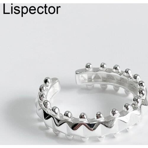 Lispector 925 Sterling Sliver Korean Rivets Rings for Women Minimalist Simple Hip Hop Ring Female Party Club Rock Punk Jewelry
