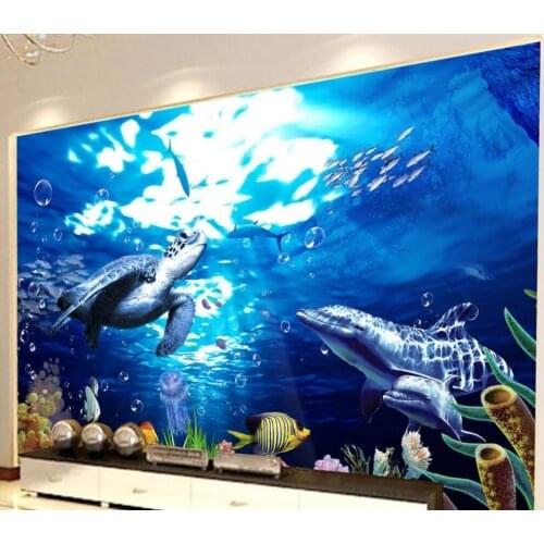 Custom 3d mural wallpaper Wall Decoration Non woven wallpaper Underwater World Turtle TV backdrop mural wallpaper