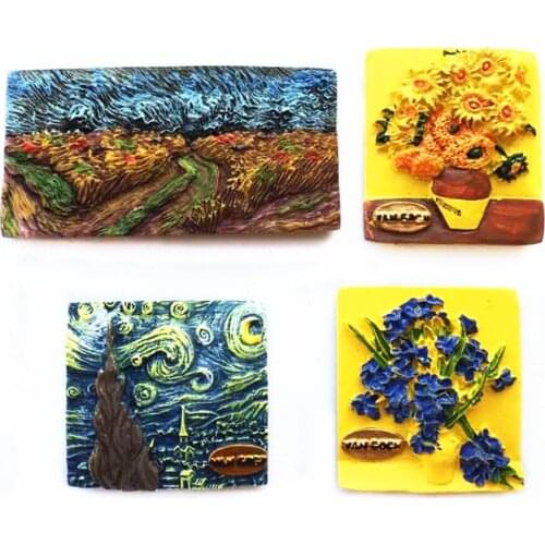 Netherlands Van Gogh 3D Painting Magnetic Refrigerator Sticker Magnet Collection Gift Fridge Magnets