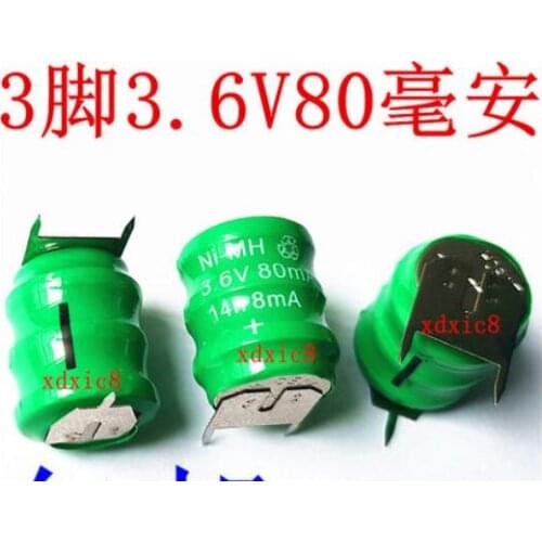 10pcs/lot 3.6V 60mAh Ni-MH nickel cadmium battery data backup battery memory cell industrial batteries