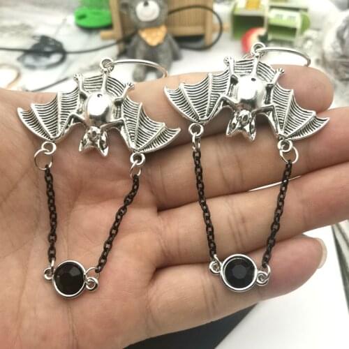 New Christmas Halloween Gift Punk Steamed Pentagram Bat Pendant Earrings Fashion Jewelry Accessories Ladies Earrings