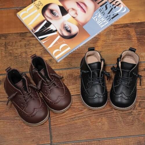 Dolakids New winter England style Martin boots for kids with soft soles for girls and boys leather shoes 1-3-6 years