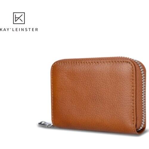 New Women Wallet High Quality Cowhide Girl Organ Card Case Id Multi-Card Coin Purse Multi-Color Zipper Card Case