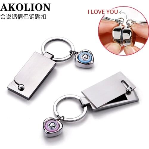 A pair Love Sound Talk Key Chain Photo Frames Valentines Day Lover Pendant Gifts