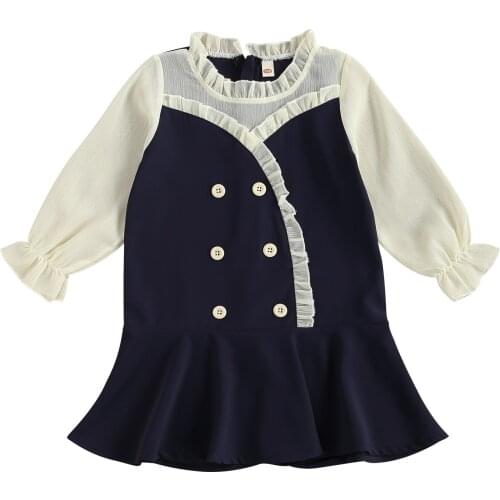Infant Kids Baby Girls Dress, Childrens Ruffled Hem Long Mesh Sleeves Princess One Piece Skirt for Kids