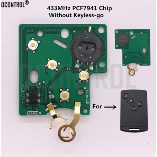 QCONTROL Car Remote Smart Key Fob Circuit Board for Renault Megane 433MHz PCF7941 Chip without keyless-go