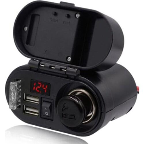 Motorcycle Cigarette Lighter Socket Waterproof Voltmeter Dual USB Quick Charger Motorbike Electronic Accessory Clock