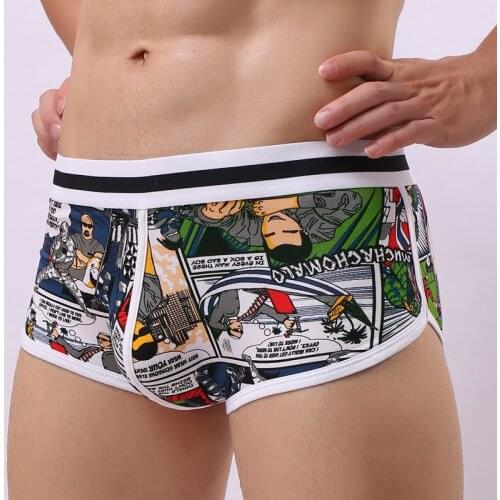 Sexy Underwear Men Boxers Shorts Cotton Printed Panties Man Mid-waist U Convex Pouch Underpants Cuecas calzoncillos Marcas S-XL